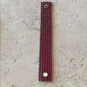 SWAROVSKI dark pink, wide bandage bracelet, 8”